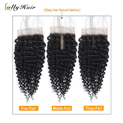 Braziliaanse Kinky Krullend Haar Sluiting met Baby Haar 130% dichtheid Remy Sluiting Krullend Menselijk Haar Vetersluiting 1 PC