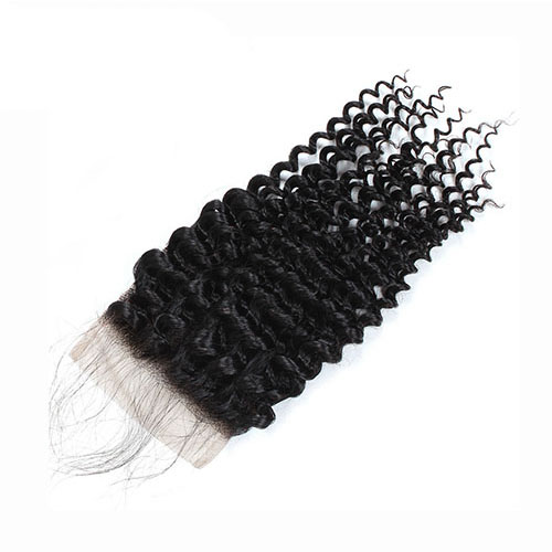 Braziliaanse Kinky Krullend Haar Sluiting met Baby Haar 130% dichtheid Remy Sluiting Krullend Menselijk Haar Vetersluiting 1 PC